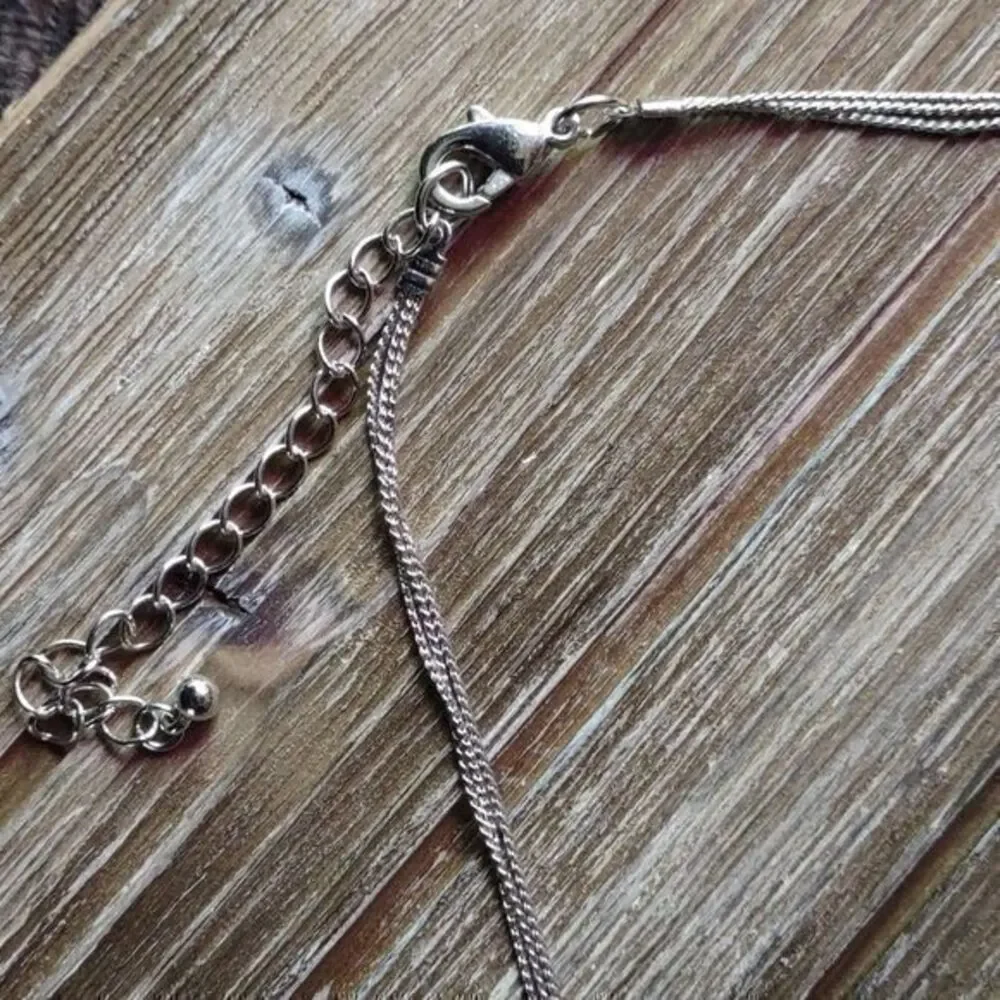 BleuNYC Silver, Torquois and Orange Chevrons and Beads Layered‎ Necklace